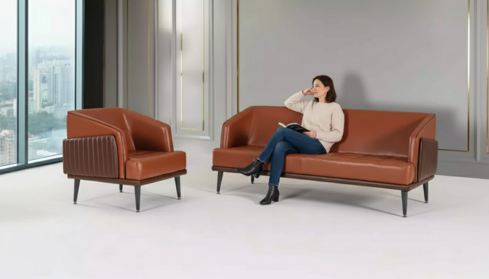 Suite de bureau de luxe Fauteuil trois places Salle d'étude Suite Meubles en tissu