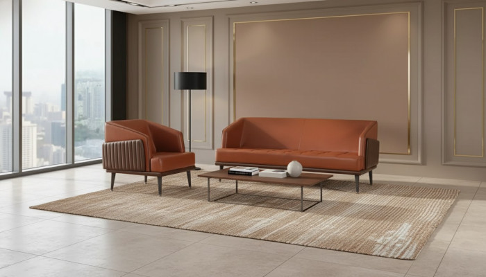 Suite de bureau de luxe Fauteuil trois places Salle d'étude Suite Meubles en tissu
