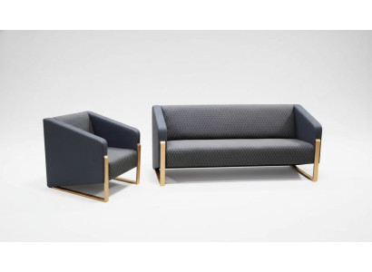 Ensemble de canapé complet noir Mobilier de bureau en tissu Siège Trois places Fauteuil