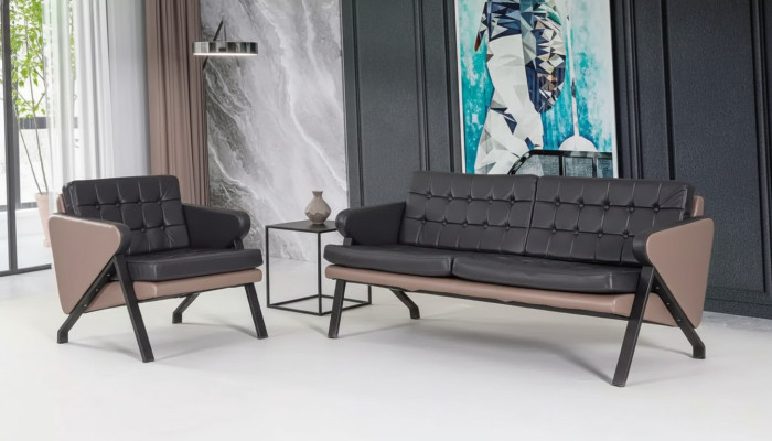 Ensemble de canapé moderne de luxe à deux places avec fauteuil rembourré, design de mobilier de travail 2+1.