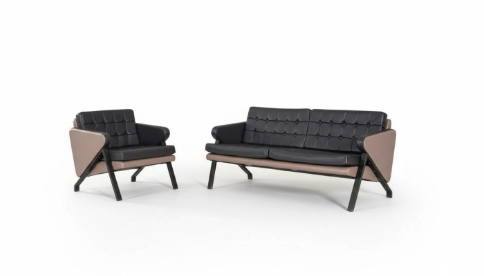 Ensemble de canapé moderne de luxe à deux places avec fauteuil rembourré, design de mobilier de travail 2+1.