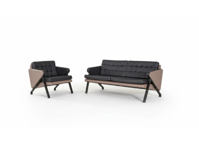 Ensemble de canapé moderne de luxe à deux places avec fauteuil rembourré, design de mobilier de travail 2+1.