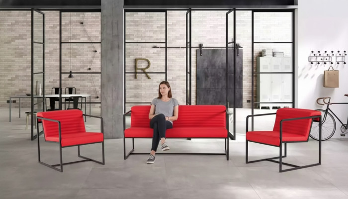 Ensemble de sièges Mobilier rembourré Canapé 2 places Fauteuil Tissu Mobilier de bureau 2+1+1