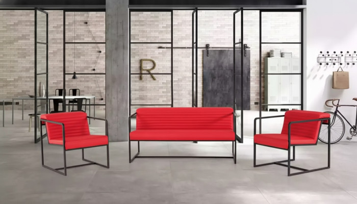 Ensemble de sièges Mobilier rembourré Canapé 2 places Fauteuil Tissu Mobilier de bureau 2+1+1