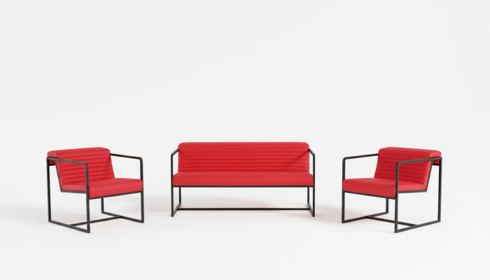 Ensemble de sièges Mobilier rembourré Canapé 2 places Fauteuil Tissu Mobilier de bureau 2+1+1