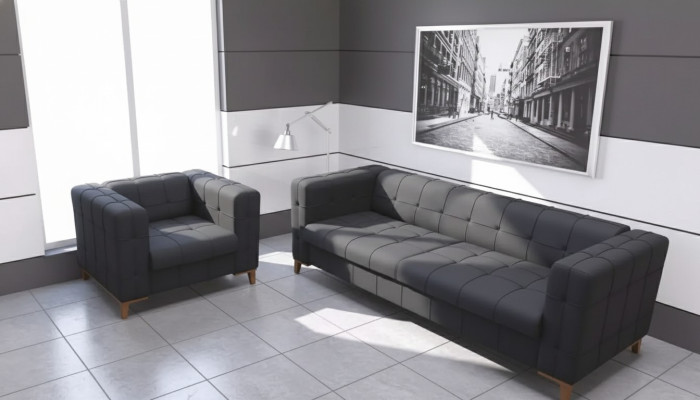 Rembourrage Groupe de sièges Canapés Luxueux Ensemble de canapés Trois places Fauteuil Tissu 3+1