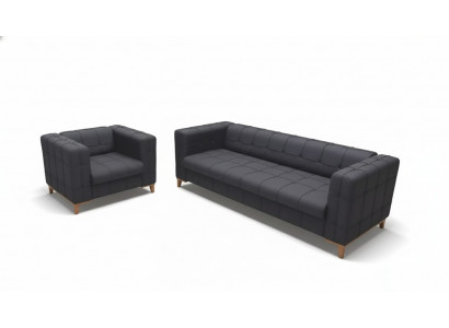 Rembourrage Groupe de sièges Canapés Luxueux Ensemble de canapés Trois places Fauteuil Tissu 3+1