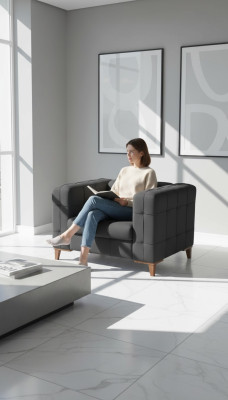 Fauteuil noir, siège d'étude, moderne, fauteuil rembourré design neuf