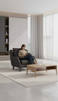 Fauteuil d'étude Style moderne Gris Chaise rembourrée Siège de designer Meubles