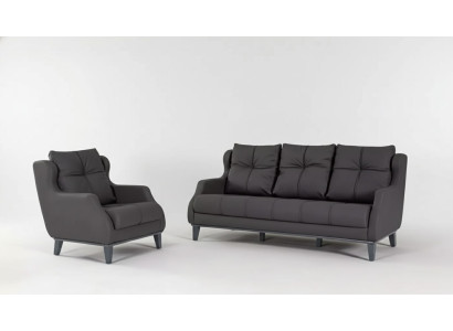 Ensemble de canapé noir Fauteuil Deux places Set de luxe moderne Siège rembourré 2+1