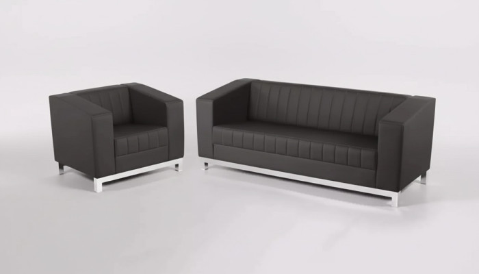 Canapé de luxe gris trois places fauteuil ensemble de canapé rembourré ensemble de meubles 2 pièces 3+1.