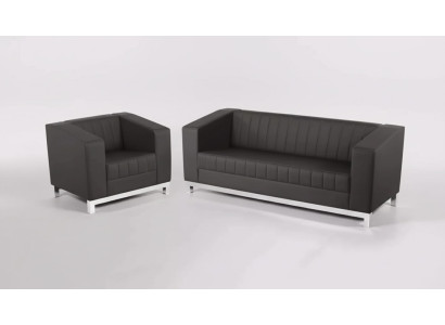 Canapé de luxe gris trois places fauteuil ensemble de canapé rembourré ensemble de meubles 2 pièces 3+1.