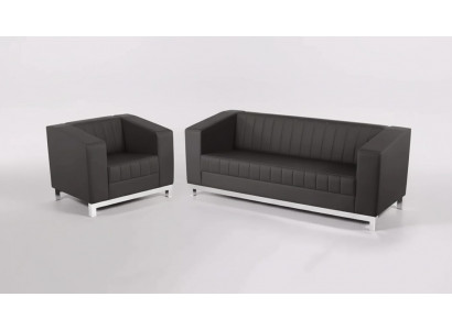Canapé de luxe gris trois places fauteuil ensemble de canapé rembourré ensemble de meubles 2 pièces 3+1.