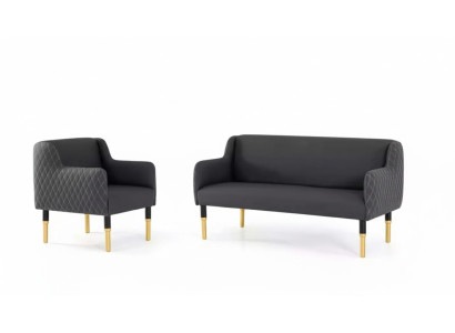 Ensemble de canapés en acier inoxydable, ensemble de canapés à deux places, fauteuil simple, revêtement en tissu