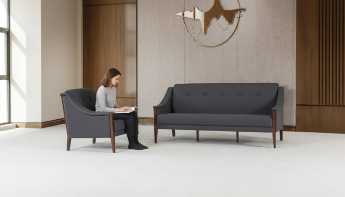 Canapé rembourré gris Ensemble de 3 places Fauteuil complet Moderne 2pc neuf 3+1