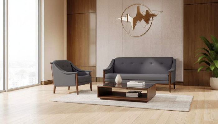 Canapé rembourré gris Ensemble de 3 places Fauteuil complet Moderne 2pc neuf 3+1