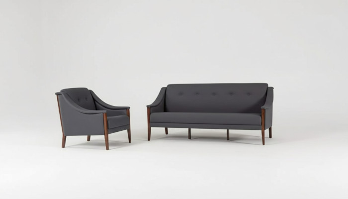 Canapé rembourré gris Ensemble de 3 places Fauteuil complet Moderne 2pc neuf 3+1