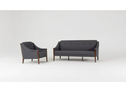 Canapé rembourré gris Ensemble de 3 places Fauteuil complet Moderne 2pc neuf 3+1