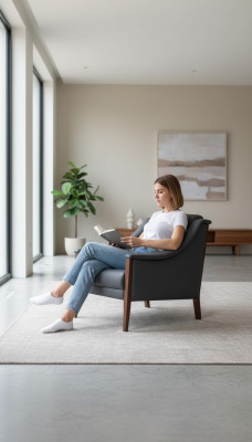 Fauteuil Salle d'étude Chaise rembourrée Siège gris Mobilier Textile Moderne Designer