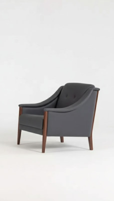 Fauteuil Salle d'étude Chaise rembourrée Siège gris Mobilier Textile Moderne Designer