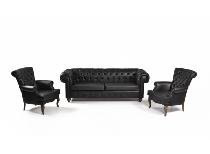Ensemble de canapé Chesterfield noir Complet et Mobilier de bureau Moderne