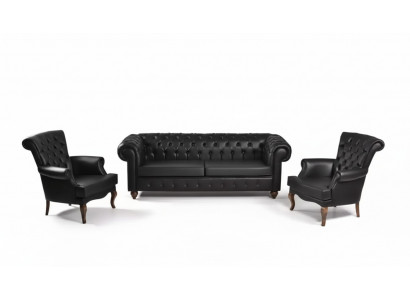 Ensemble de canapé Chesterfield noir Complet et Mobilier de bureau Moderne