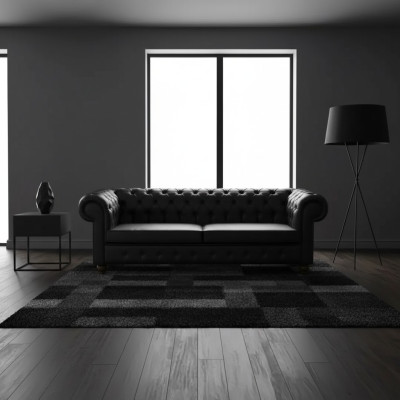 Canapé de bureau trois places de luxe en Chesterfield noir