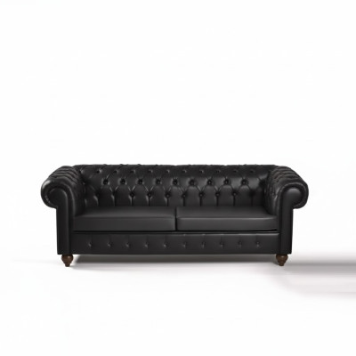 Canapé de bureau trois places de luxe en Chesterfield noir