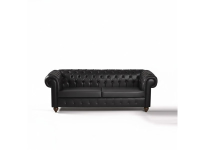 Canapé de bureau trois places de luxe en Chesterfield noir