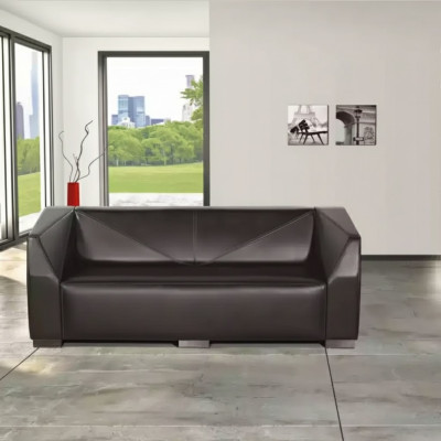 Canapé textile de luxe à trois places de couleur noire pour le bureau d'étude.
