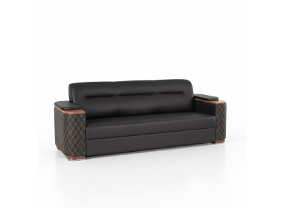 Mobilier de bureau canapé trois places en cuir noir de luxe canapé rembourré neuf pour salle d'étude