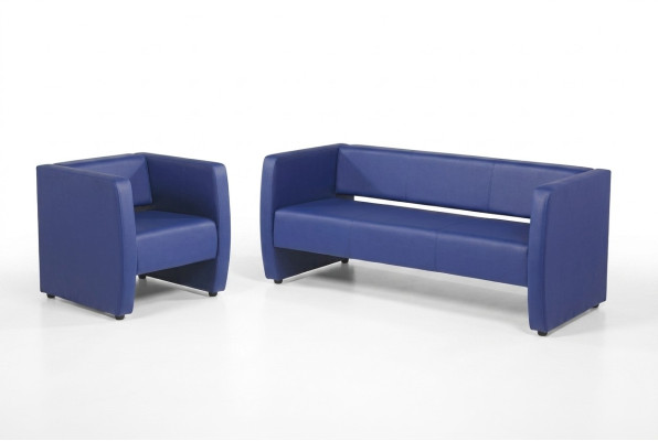 Bleu e complet e ensemble de canapé de luxe pour le bureau, suite rembourrée 2+1