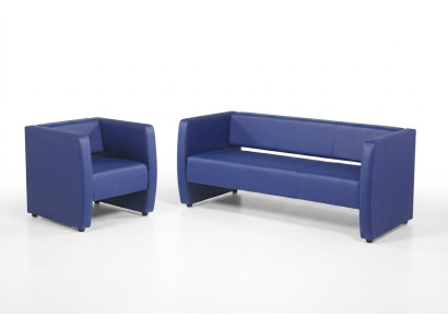 Bleu e complet e ensemble de canapé de luxe pour le bureau, suite rembourrée 2+1