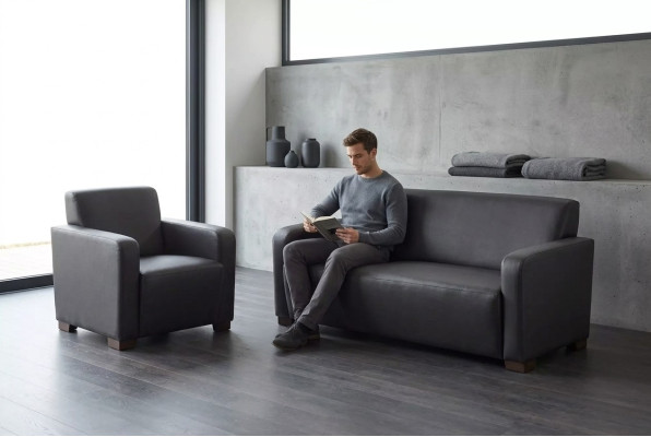 Salle d'étude noire Ensemble de canapés Trois places Fauteuil Moderne Canapé