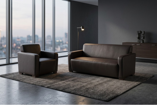 Salle d'étude noire Ensemble de canapés Trois places Fauteuil Moderne Canapé