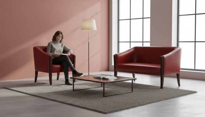 Canapé rouge Ensemble de canapé Deux places Fauteuil moderne Tissu de designer Luxury Set