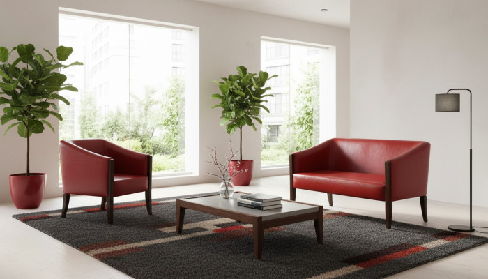 Canapé rouge Ensemble de canapé Deux places Fauteuil moderne Tissu de designer Luxury Set