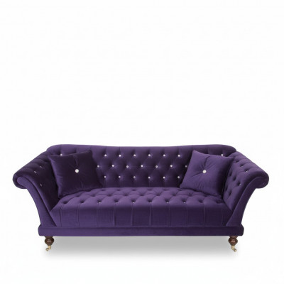 Chesterfield 3 places canapés élégants canapé en tissu de luxe bleu