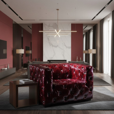 Fauteuil Chesterfield Canapé en cuir Fauteuil de luxe Bordeaux Club Chair nouveau