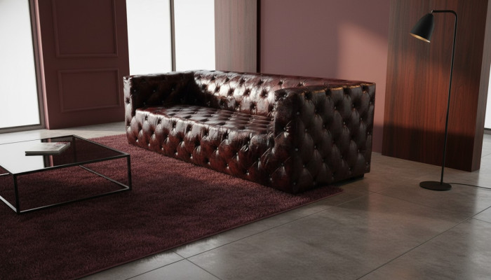 Canapé Chesterfield 3 places Canapé de luxe Brun Canapés en cuir Canapé 250cm
