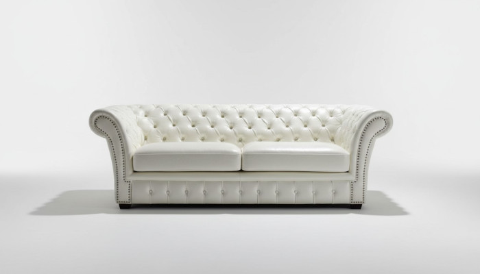Canapé Chesterfield de luxe Trois places Canapés Salons Blanc