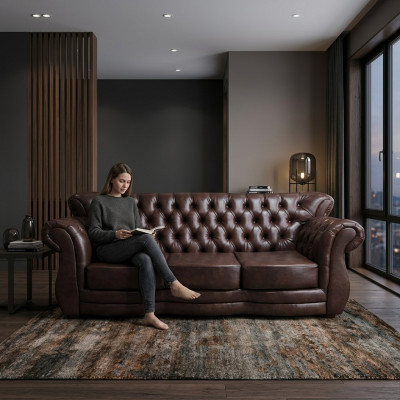 Canapé Chesterfield 3 places Canapé en cuir Canapés de luxe Canapé marron