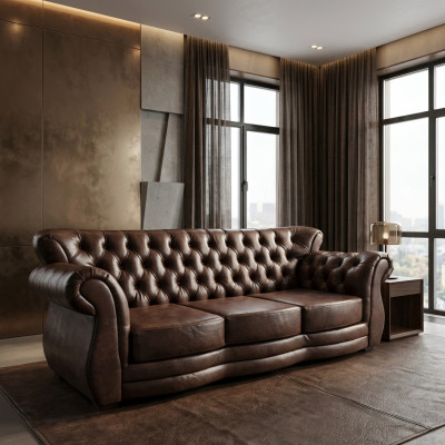 Canapé Chesterfield 3 places Canapé en cuir Canapés de luxe Canapé marron