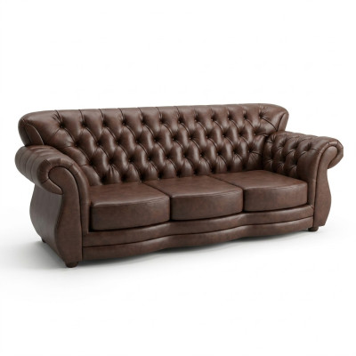 Canapé Chesterfield 3 places Canapé en cuir Canapés de luxe Canapé marron