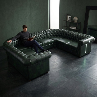 Canapé d'angle Chesterfield en forme de U Canapé en cuir Canapés d'angle Canapé en cuir Moderne nouveau