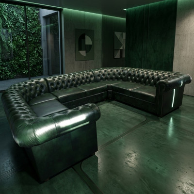 Canapé d'angle Chesterfield en forme de U Canapé en cuir Canapés d'angle Canapé en cuir Moderne nouveau
