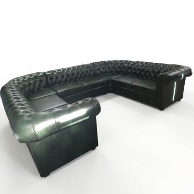 Canapé d'angle Chesterfield en forme de U Canapé en cuir Canapés d'angle Canapé en cuir Moderne nouveau