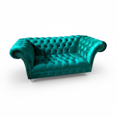 Chesterfield Canapé De Luxe 2 Places Canapé En Tissu Bleu Canapés Verts