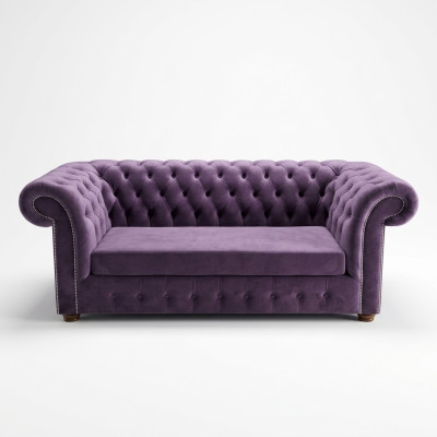 Canapé Chesterfield Trois places Canapé Canapés Tissu Couleur Pourpre Velours