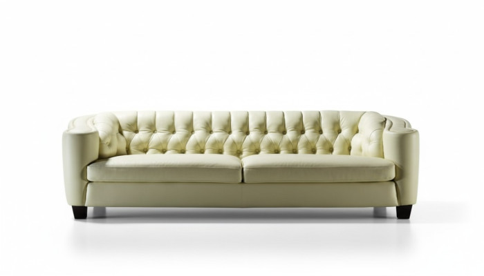 Canapé Chesterfield 4 places en cuir synthétique blanc canapés modernes de luxe